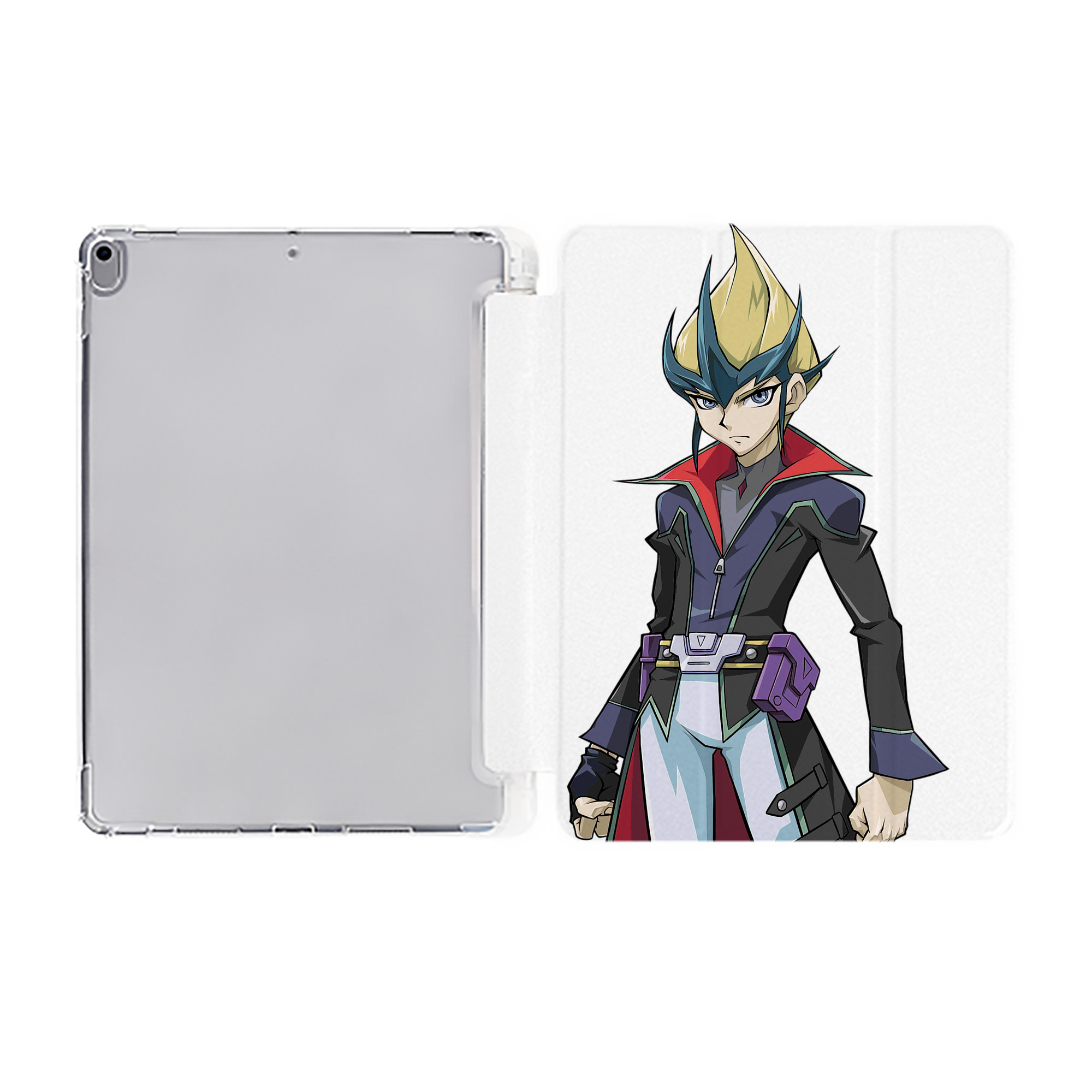 （画像用） 遊☆戯☆王 Yu-Gi-Oh! IPad ケース ペン収納付き 三つ折りスタンド PUレザー×シリコン 対応機種9.5/10.5/10.9インチ